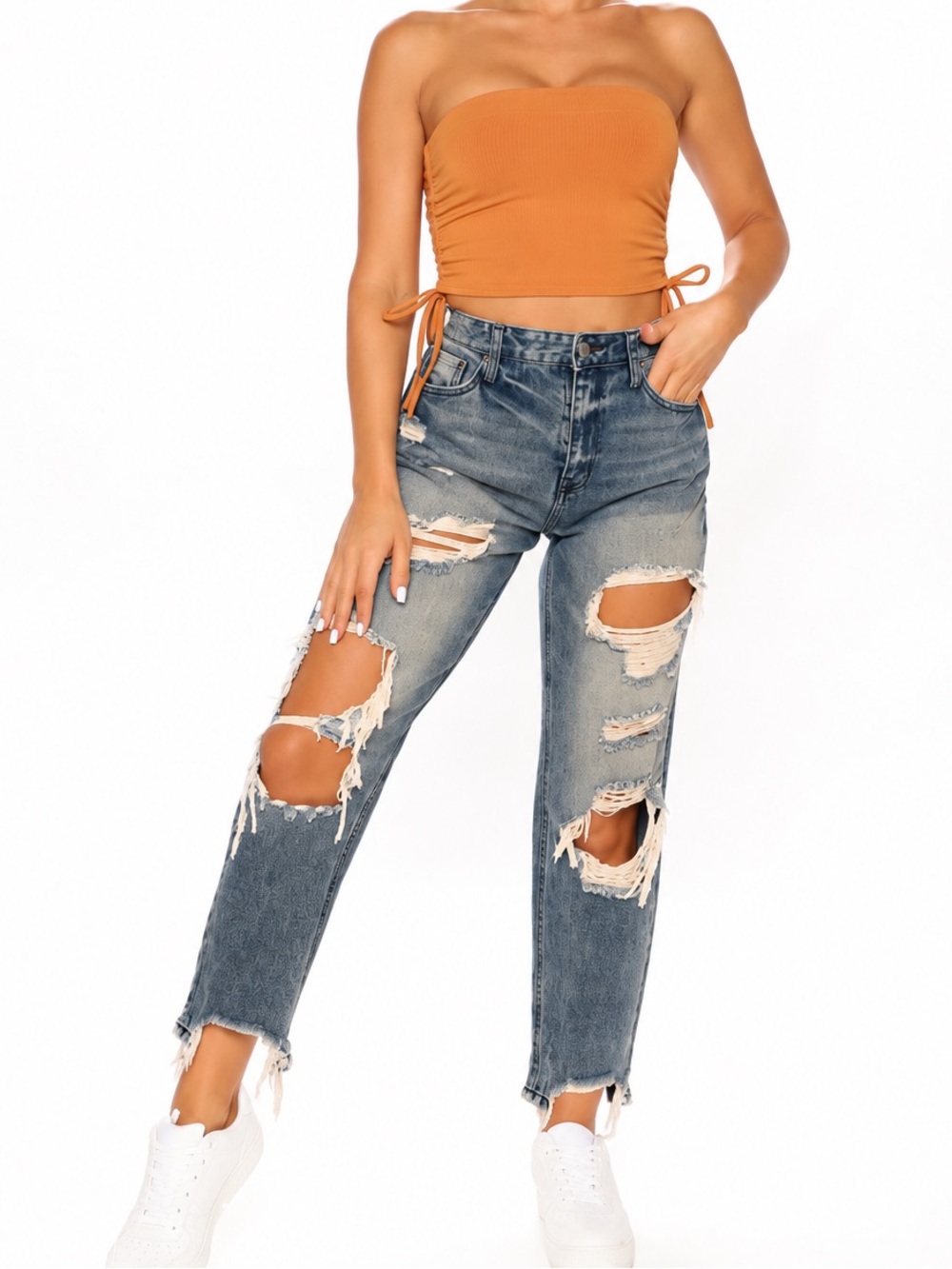 Fashion Nova NWT Leave Him Behind Boyfriend Distressed Jeans